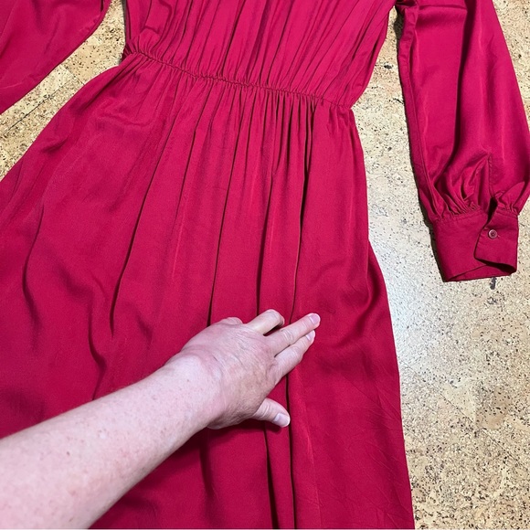 Uniqlo Red Long Sleeve Rayon Wrap Dress / Cover up Sz XXS - Picture 14 of 16